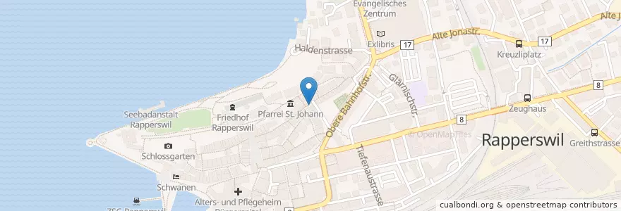 Mapa de ubicacion de Bistro Altstadtegge en Schweiz/Suisse/Svizzera/Svizra, Sankt Gallen, Wahlkreis See-Gaster, Rapperswil-Jona.