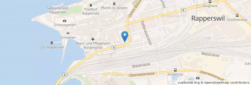 Mapa de ubicacion de Migros Take-Away en スイス, ザンクト・ガレン州, Wahlkreis See-Gaster, Rapperswil-Jona.