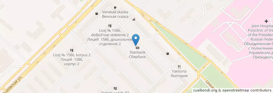 Mapa de ubicacion de Сбербанк en Russia, Distretto Federale Centrale, Москва, Западный Административный Округ, Район Раменки.