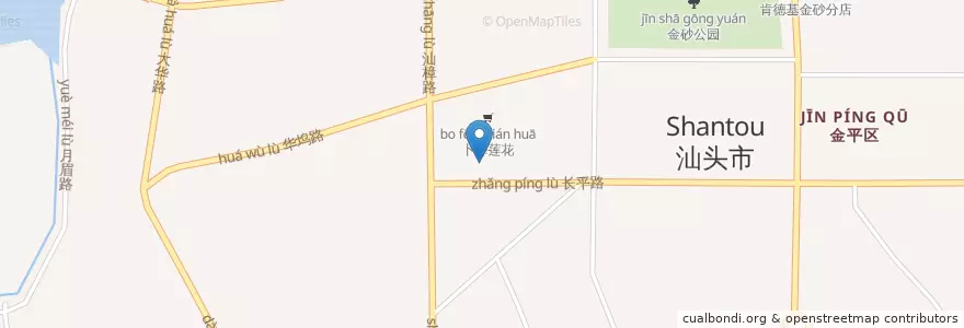 Mapa de ubicacion de 中旅汽车站 en China, Provincia De Cantón, Shantou, 金平区, 石炮台街道.
