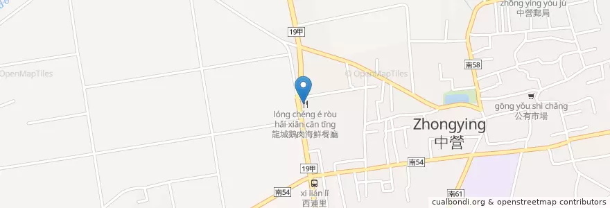 Mapa de ubicacion de 龍城鵝肉海鮮餐廳 en Taiwan, Tainan, Xiaying.