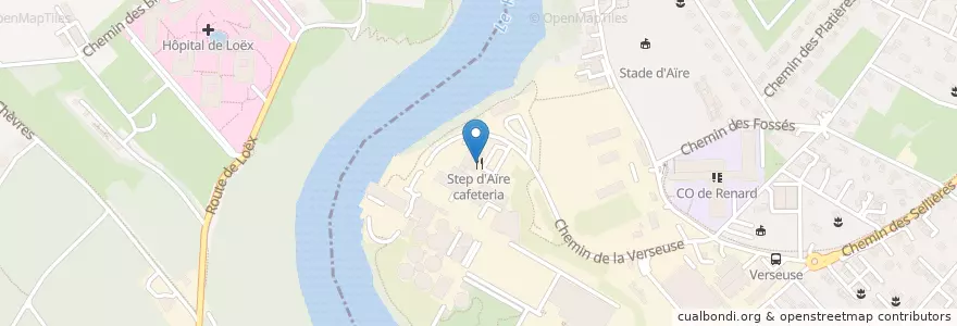 Mapa de ubicacion de Step d'Aïre cafeteria en Schweiz, Genf, Genf, Vernier.