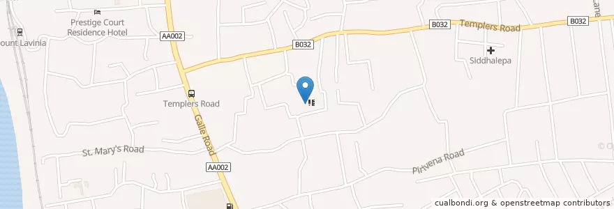 Mapa de ubicacion de Lalith Athulathmudali College, Mt.Lavinia en Seri-Lanca, බස්නාහිර පළාත, කොළඹ දිස්ත්‍රික්කය.