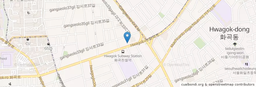 Mapa de ubicacion de 엔젤리너스커피 en Республика Корея, Сеул, 강서구, 화곡3동.