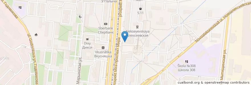 Mapa de ubicacion de Бургер Кинг en Rusland, Centraal Federaal District, Moskou, Северо-Восточный Административный Округ, Останкинский Район.