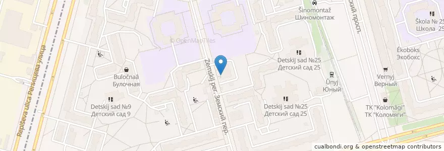 Mapa de ubicacion de Сбербанк en Rusland, Северо-Западный Федеральный Округ, Oblast Leningrad, Sint-Petersburg, Приморский Район, Округ Коломяги.