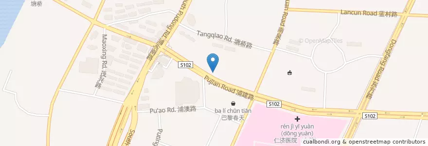Mapa de ubicacion de 塘桥派出所 en 중국, 상하이, 푸둥 신구.
