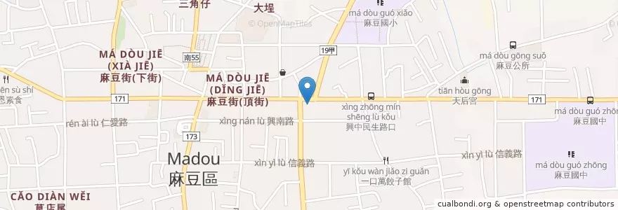 Mapa de ubicacion de 阿亮雞排 en Taiwán, 臺南市, 麻豆區.