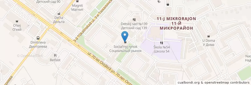 Mapa de ubicacion de Социальный рынок en Rusia, Distrito Federal De Siberia, Omsk, Омский Район, Городской Округ Омск.