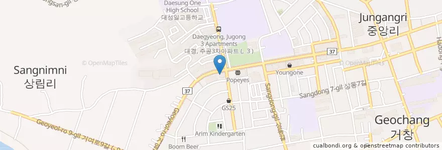 Mapa de ubicacion de 카페베네 en 대한민국, 경상남도, 거창군.