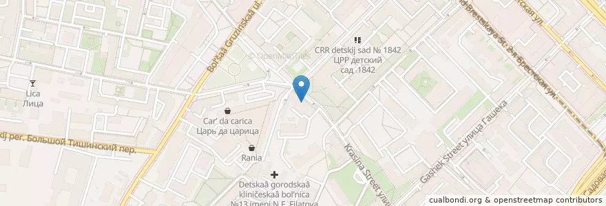 Mapa de ubicacion de Кабанчик en Rusland, Centraal Federaal District, Moskou, Центральный Административный Округ, Пресненский Район.