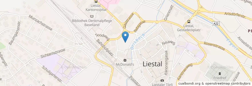 Mapa de ubicacion de Liestal Zentrum en İsviçre, Basel-Landschaft, Bezirk Liestal, Liestal.