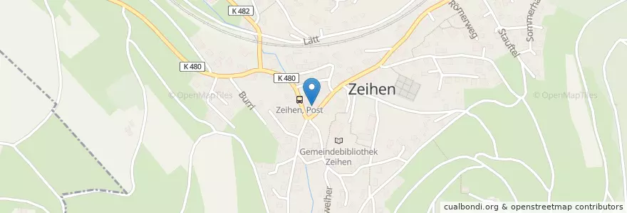 Mapa de ubicacion de Rössli en Svizzera, Argovia, Bezirk Laufenburg, Zeihen.