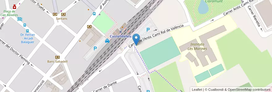 Mapa de ubicacion de 167 Camp de Futbol Via Ferrea en 스페인, Catalunya, Barcelona, Baix Llobregat, Castelldefels.