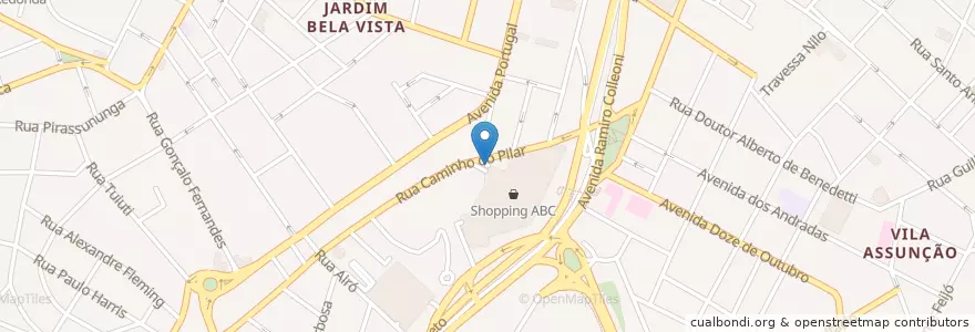 Mapa de ubicacion de Shoping Abc en 브라질, 남동지방, 상파울루, Região Geográfica Intermediária De São Paulo, Região Metropolitana De São Paulo, Região Imediata De São Paulo, Santo André.