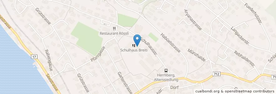 Mapa de ubicacion de Gemeinde- und Schulbibliothek Herrliberg en Suisse, Zurich, Bezirk Meilen, Herrliberg.