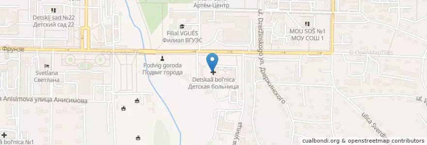 Mapa de ubicacion de Детская больница en Russia, Distretto Federale Dell'estremo Oriente, Territorio Del Litorale, Артёмовский Городской Округ.