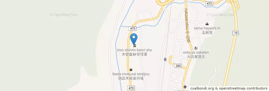 Mapa de ubicacion de 木曽森林管理署 en Japonya, 長野県, 木曽郡, 上松町.