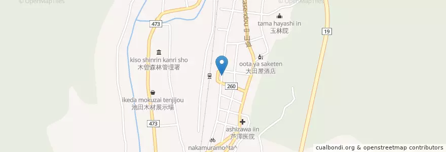 Mapa de ubicacion de 食堂　和 en 日本, 長野県, 木曽郡, 上松町.