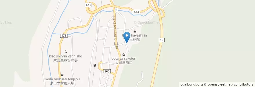Mapa de ubicacion de 塚本歯科医院 en Japan, Nagano Prefecture, Kiso County, Agematsu.