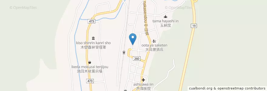 Mapa de ubicacion de 松本屋食堂 en Япония, Нагано, 木曽郡, 上松町.