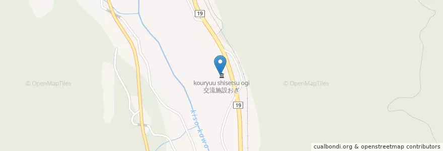 Mapa de ubicacion de 交流施設おぎ en Jepun, 長野県, 木曽郡, 上松町.