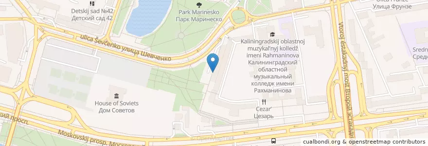 Mapa de ubicacion de ЕВРОПЕЙСКИЙ - дополнительный офис «Центральный» en Russia, Northwestern Federal District, Kaliningrad, Kaliningrad.