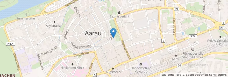 Mapa de ubicacion de Stadtbibliothek Aarau en Svizzera, Argovia, Bezirk Aarau, Aarau.