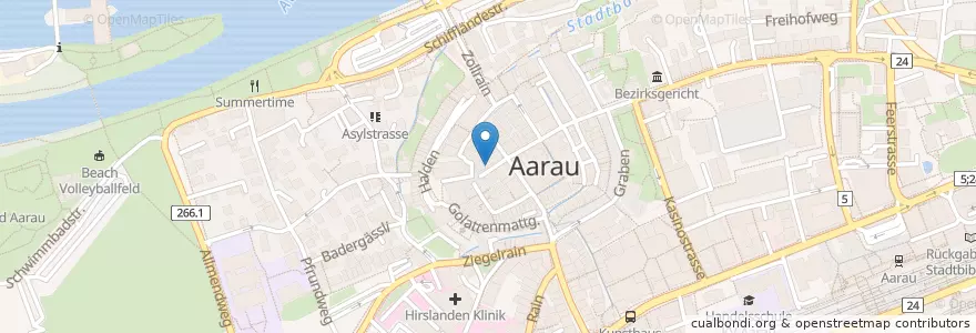 Mapa de ubicacion de Restaurant Sevilla en Schweiz/Suisse/Svizzera/Svizra, Aargau, Bezirk Aarau, Aarau.