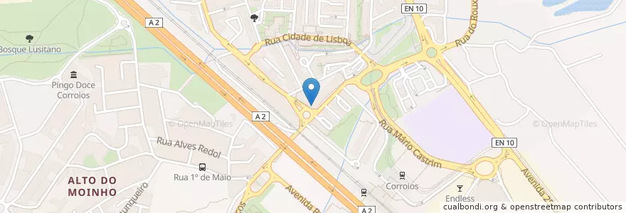 Mapa de ubicacion de Farmácia Bento Lino en 포르투갈, Área Metropolitana De Lisboa, Setúbal, Península De Setúbal, Seixal, Corroios.