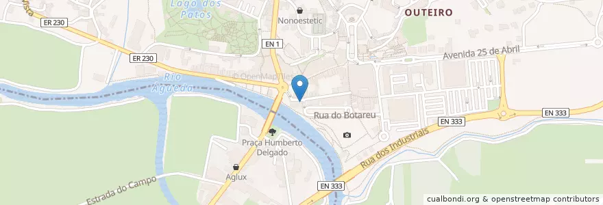 Mapa de ubicacion de Botareu en ポルトガル, Aveiro, Centro, Baixo Vouga, Águeda, Águeda E Borralha.