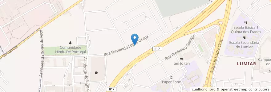 Mapa de ubicacion de Luzzo en Portekiz, Área Metropolitana De Lisboa, Lisboa, Grande Lisboa, Lizbon, Lumiar.