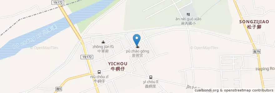 Mapa de ubicacion de 普照宮 en تایوان, 臺南市, 鹽水區.