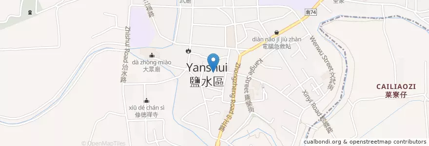 Mapa de ubicacion de 鹽水街遊客服務中心 en 台湾, 台南市, 塩水区.