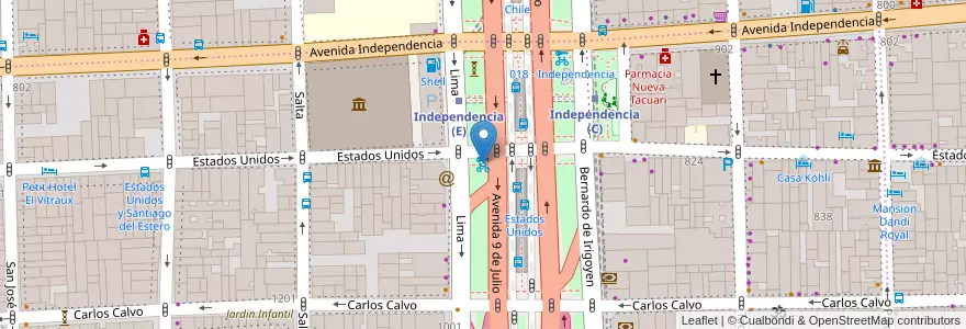 Mapa de ubicacion de 168 - Estados Unidos en Argentinië, Ciudad Autónoma De Buenos Aires, Comuna 1, Buenos Aires.