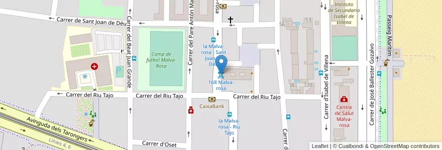 Mapa de ubicacion de 168 Malva-rosa en スペイン, バレンシア州, València / Valencia, Comarca De València, València.