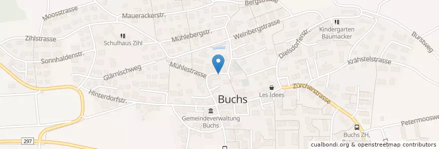 Mapa de ubicacion de Buchs (ZH) en Zwitserland, Zürich, Bezirk Dielsdorf, Buchs (Zh).