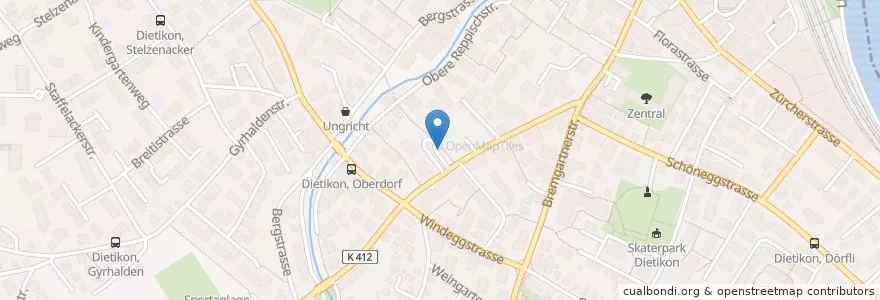 Mapa de ubicacion de Dietikon en Schweiz, Zürich, Bezirk Dietikon, Dietikon.