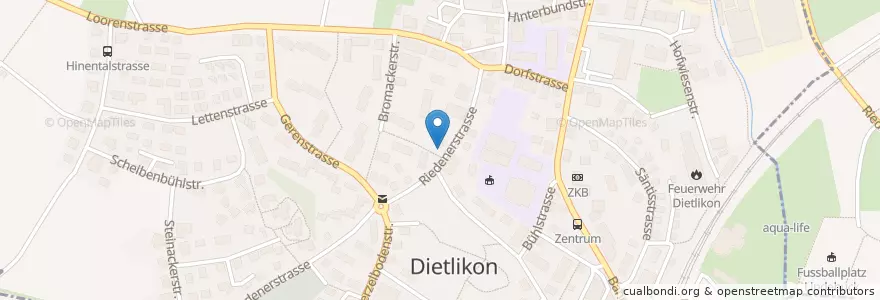 Mapa de ubicacion de Dietlikon en Zwitserland, Zürich, Bezirk Bülach, Dietlikon.