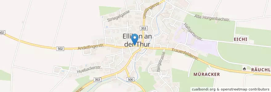 Mapa de ubicacion de Ellikon an der Thur en Suiza, Zúrich, Bezirk Winterthur, Ellikon An Der Thur.