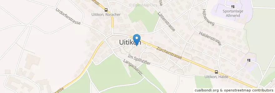 Mapa de ubicacion de Restaurant Dörfli en 瑞士, 蘇黎世, Bezirk Dietikon, Uitikon.