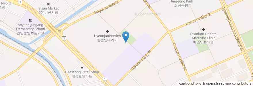 Mapa de ubicacion de 미림유치원 en Südkorea, Gyeonggi-Do, 안양시, 동안구.