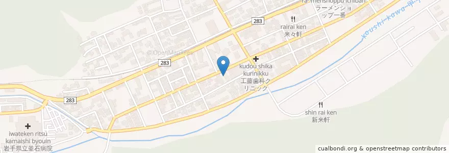 Mapa de ubicacion de まるせい食堂 en Japan, Präfektur Iwate, 釜石市.