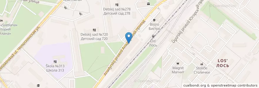 Mapa de ubicacion de Мособлбанк en Rússia, Distrito Federal Central, Москва, Северо-Восточный Административный Округ, Лосиноостровский Район.