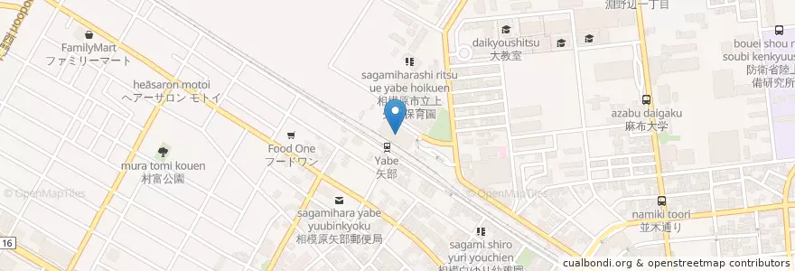 Mapa de ubicacion de 矢部駅北口自転車駐車場 en Japon, Préfecture De Kanagawa, 相模原市, 中央区.
