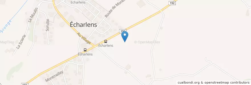 Mapa de ubicacion de Echarlens en Schweiz/Suisse/Svizzera/Svizra, Fribourg/Freiburg, District De La Gruyère, Echarlens.