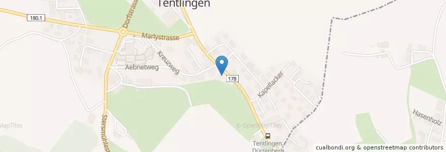 Mapa de ubicacion de Tentlingen en 瑞士, Fribourg/Freiburg, Sensebezirk, Tentlingen.
