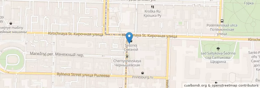 Mapa de ubicacion de Shokoladnitsa en Russia, Northwestern Federal District, Leningrad Oblast, Saint Petersburg, Центральный Район, Округ Смольнинское.