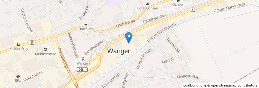 Mapa de ubicacion de Wangen bei Olten en Suiza, Soleura, Amtei Olten-Gösgen, Bezirk Olten, Wangen Bei Olten.