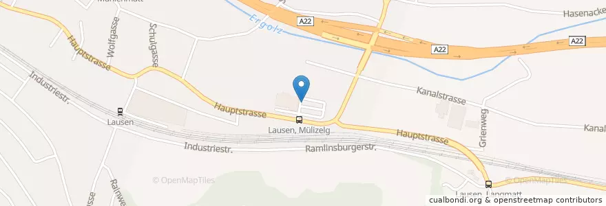 Mapa de ubicacion de Lausen en Schweiz, Basel-Landschaft, Bezirk Liestal, Lausen.